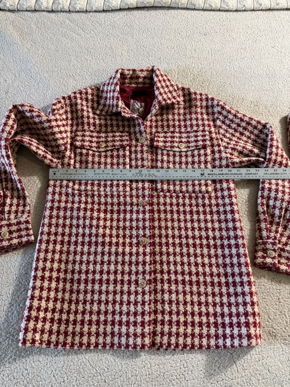 Vici Jensin Red and White Houndstooth Tweed Blazer Jacket and Skirt Set Small - Picture 6 of 10